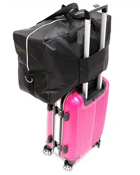 Lighten Up Foldable Weekender Travel Bag In Black and Gray