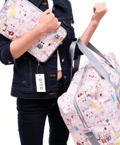 Multi Graphic Print Foldable Large Travel Bag