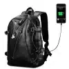 Men's External USB Charge Waterproof Backpack. Black