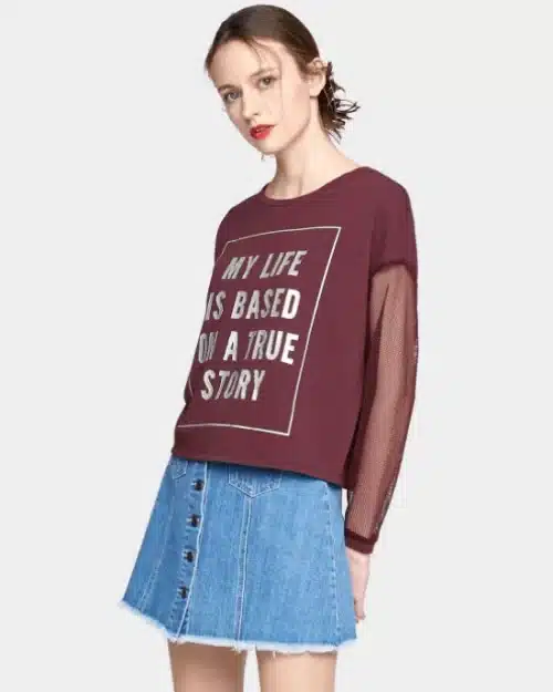 Women's Chiffon Solid Chic Knitted Tees