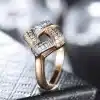 Giemi Cubic Zirconia Paved Stone Gold Cocktail Ring