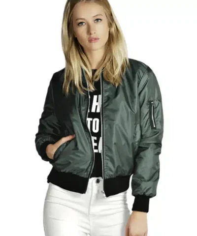 Women's Basic Bomber Long Sleeve Jacket