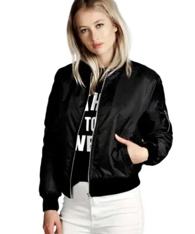 Women's Basic Bomber Long Sleeve Jacket