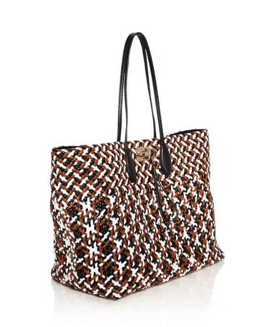 Salvatore Ferragamo Multicolored Woven Leather Studio Tote