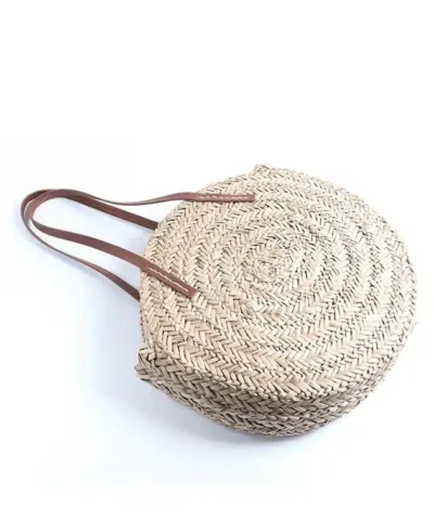 Women's Hand Straw Woven Natural Oval Large Big Tote