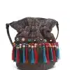 Women's Tassel Straw Bucket bag