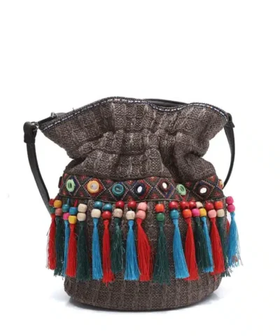 Women's Tassel Straw Bucket bag