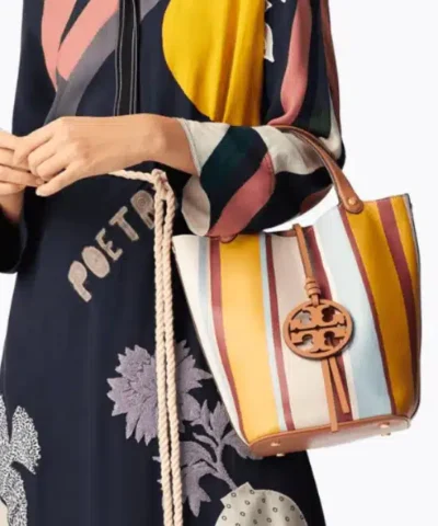 Tory Burch Miller Striped Bucket Bag