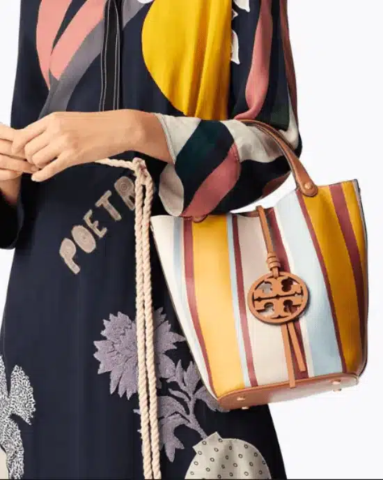 Tory Burch Miller Striped Bucket Bag