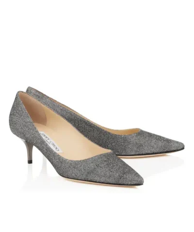 Jimmy Choo ROMY 40 Anthracite Lamé Glitter Pointy Toe Pumps