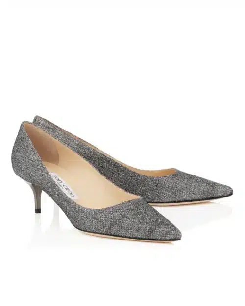 Jimmy Choo ROMY 40 Anthracite Lamé Glitter Pointy Toe Pumps