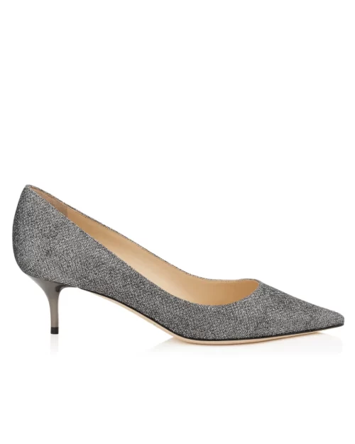 Jimmy Choo ROMY 40 Anthracite Lamé Glitter Pointy Toe Pumps