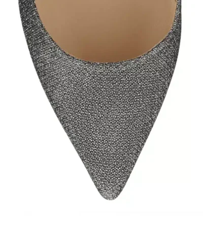 Jimmy Choo ROMY 40 Anthracite Lamé Glitter Pointy Toe Pumps