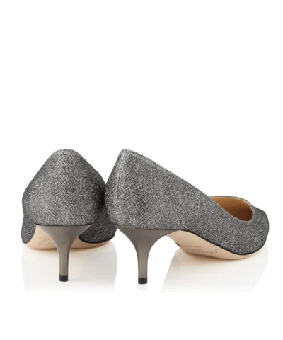 Jimmy Choo ROMY 40 Anthracite Lamé Glitter Pointy Toe Pumps