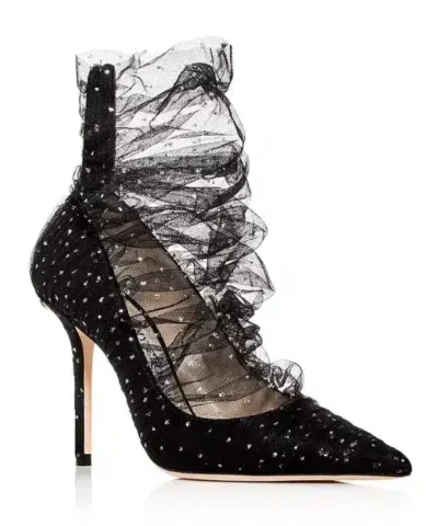 Jimmy Choo Women's Lavish 100 Glitter Tulle Pointed-Toe Pumps