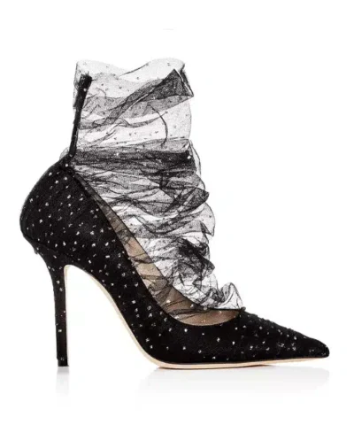 Jimmy Choo Women's Lavish 100 Glitter Tulle Pointed-Toe Pumps