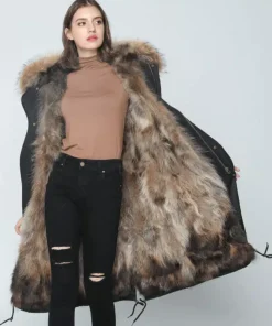 Ice Bear Thick Raccoon Fur Collar Hood Trim Parka