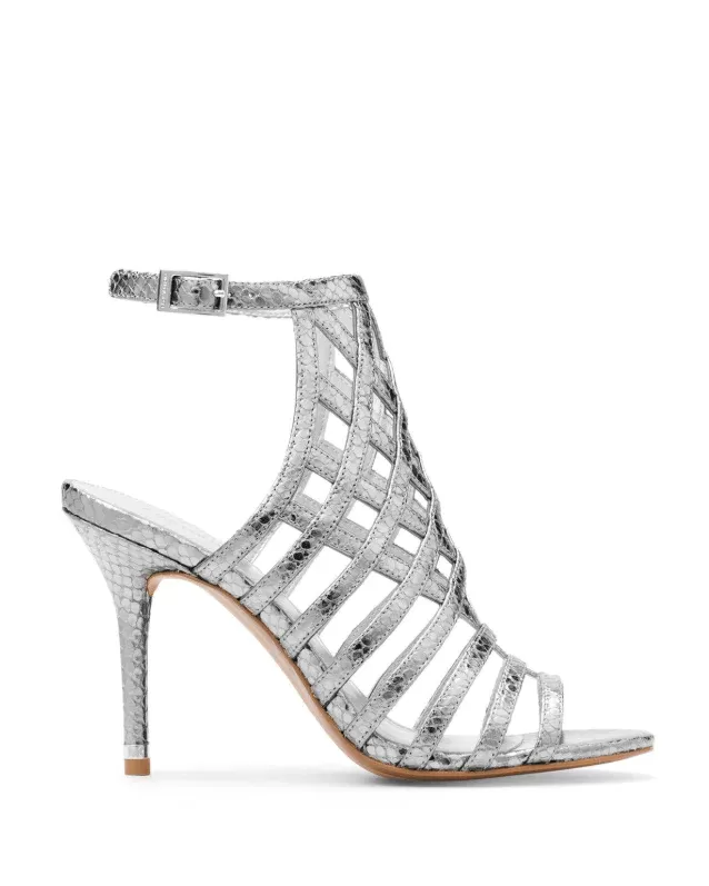 MICHAEL Michael Kors Trinity Metallic Embossed Caged High Heel Sandals
