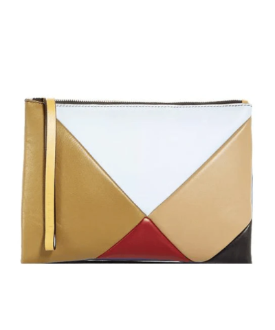 Marni Multicolor Double Sided Colorblock Pouchette Leather Clutch
