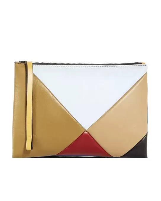 Marni Multicolor Double Sided Colorblock Pouchette Leather Clutch