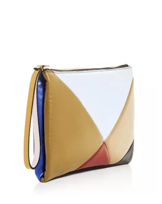 Marni Multicolor Double Sided Colorblock Pouchette Leather Clutch