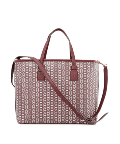 Tory Burch Gemini Link Canvas Small Top-Zip Tote