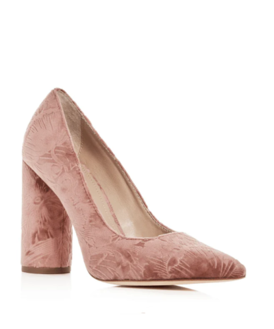Pour La Victoire Cece Embossed Velvet Pointed Toe Pumps