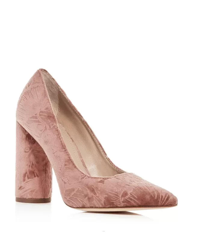 Pour La Victoire Cece Embossed Velvet Pointed Toe Pumps
