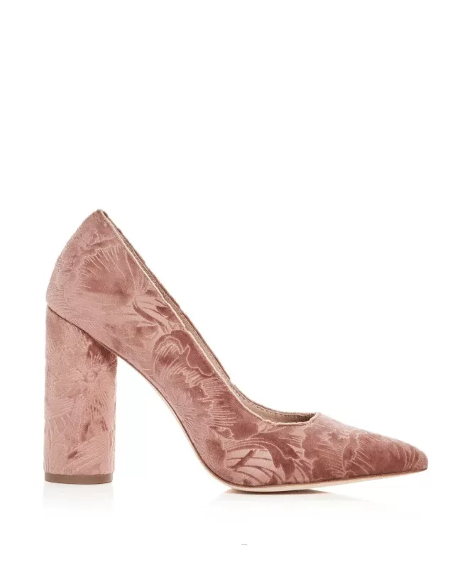 Pour La Victoire Cece Embossed Velvet Pointed Toe Pumps