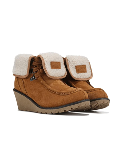 Khombu Womens Sienna Fold Over Waterproof Wedge Boots