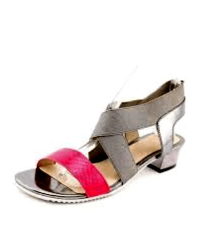 Elie Tahari Metallic Open Toe Sandals Beach Stretch