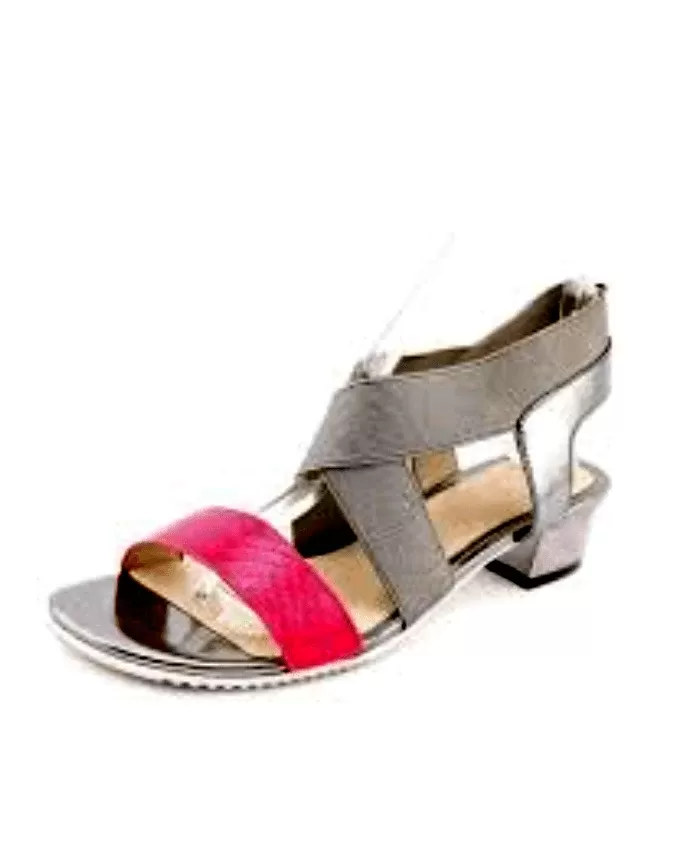 Elie Tahari Metallic Open Toe Sandals Beach Stretch