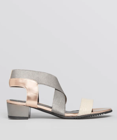 Elie Tahari Metallic Open Toe Sandals Beach Stretch