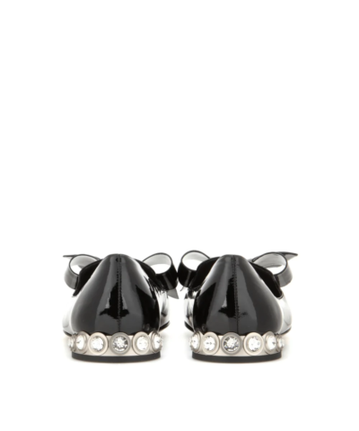 Miu Miu Patent Leather Slippers With Crystal-embellished Heel