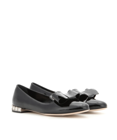 Miu Miu Patent Leather Slippers With Crystal-embellished Heel