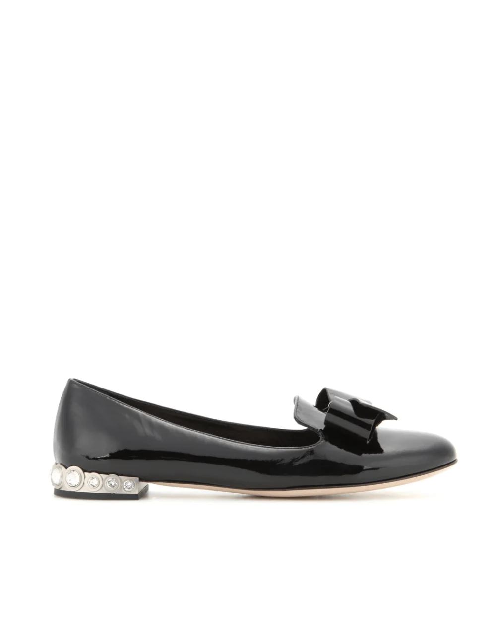 Miu Miu Patent Leather Slippers With Crystal-embellished Heel