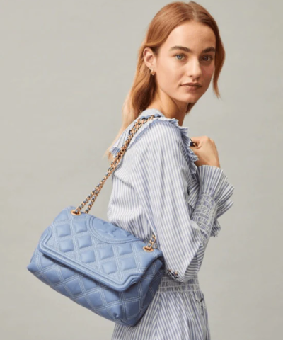 Tory Burch Fleming Soft Contrast-Stitch Convertible Shoulder Bag