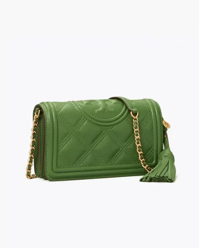Tory Burch Fleming Soft Wallet Crossbody, Arugula