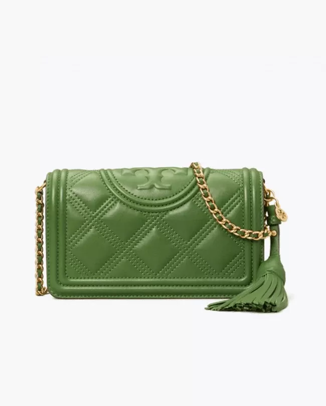Tory Burch Fleming Soft Wallet Crossbody, Arugula