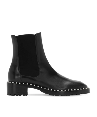 Stuart Weitzman Black Leather 25mm Ashlyn Beatle Boots