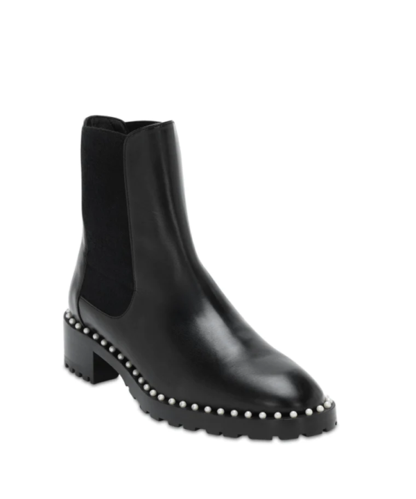 Stuart Weitzman Black Leather 25mm Ashlyn Beatle Boots