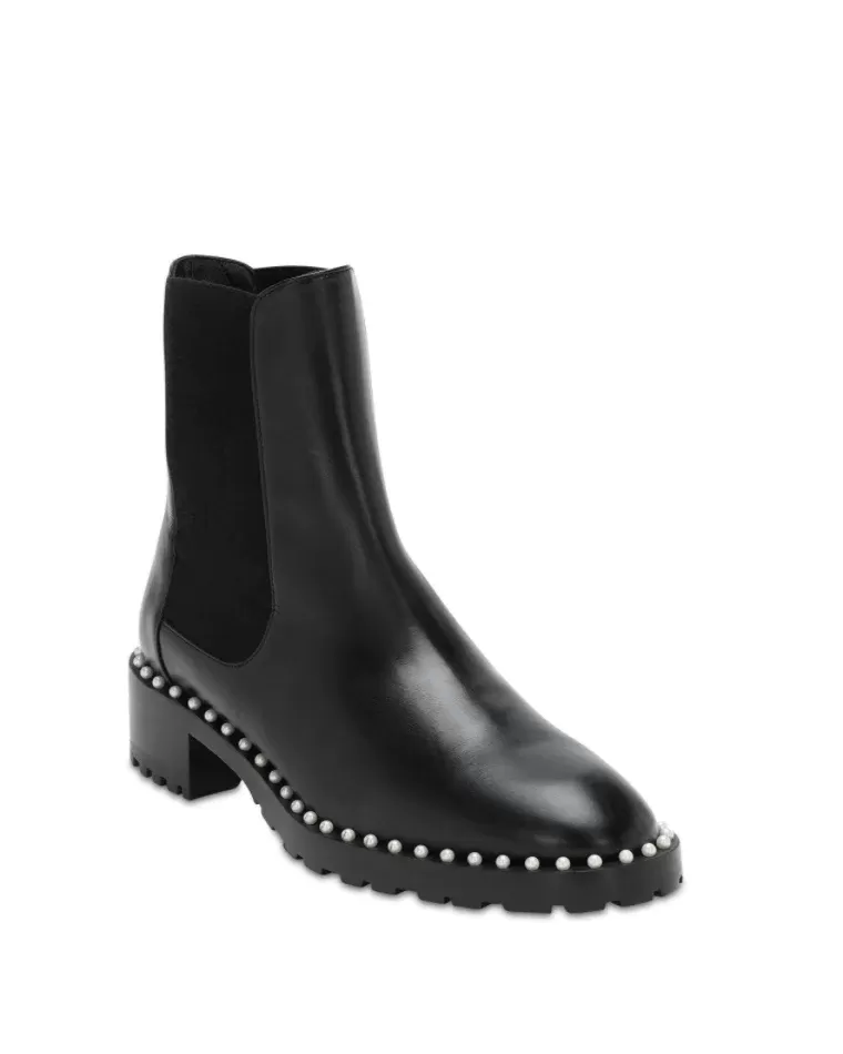 Stuart Weitzman Black Leather 25mm Ashlyn Beatle Boots