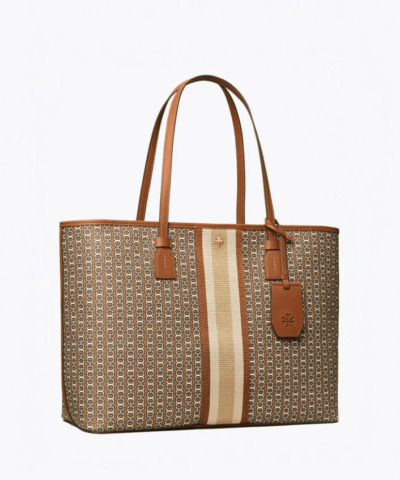 Tory Burch Gemini Link Canvas Top-Zip Tote Bag