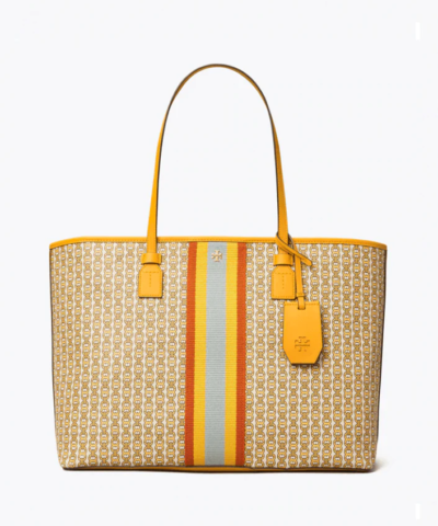 Tory Burch Gemini Link Canvas Top-Zip Tote Bag