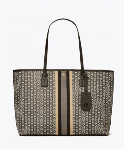 Tory Burch Gemini Link Canvas Top-Zip Tote Bag