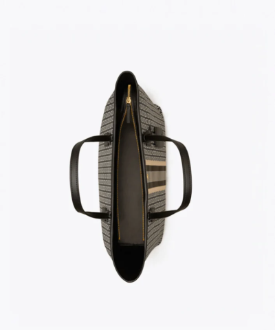 Tory Burch Gemini Link Canvas Top-Zip Tote Bag