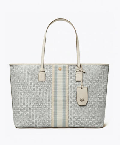 Tory Burch Gemini Link Canvas Top-Zip Tote Bag