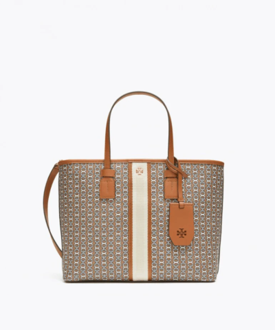 Tory Burch Gemini Link Canvas Small Top-Zip Tote