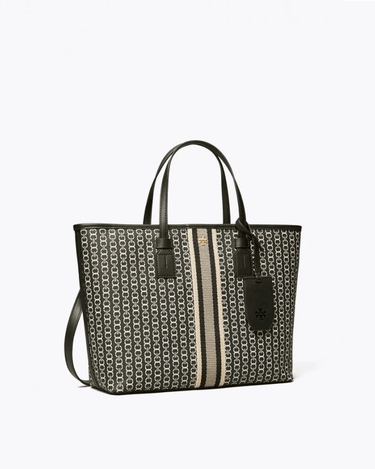 Tory Burch Gemini Link Canvas Small Top-Zip Tote