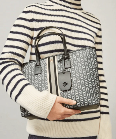 Tory Burch Gemini Link Canvas Small Top-Zip Tote